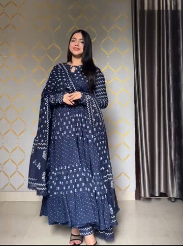 Indico blue printed suit