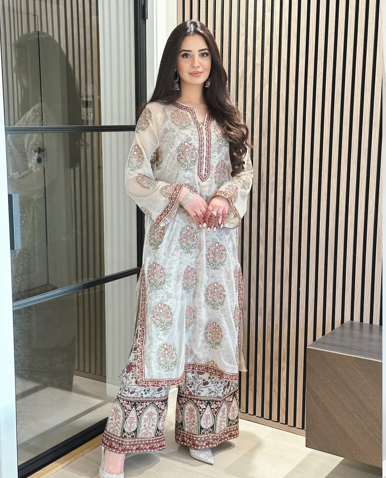 kota dress designs Light Classic Orange Base Floral Red design Printed Kota Doria Suit