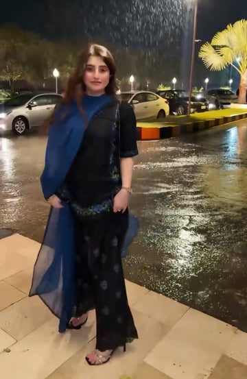 Classic black blue duppta Farsi suit