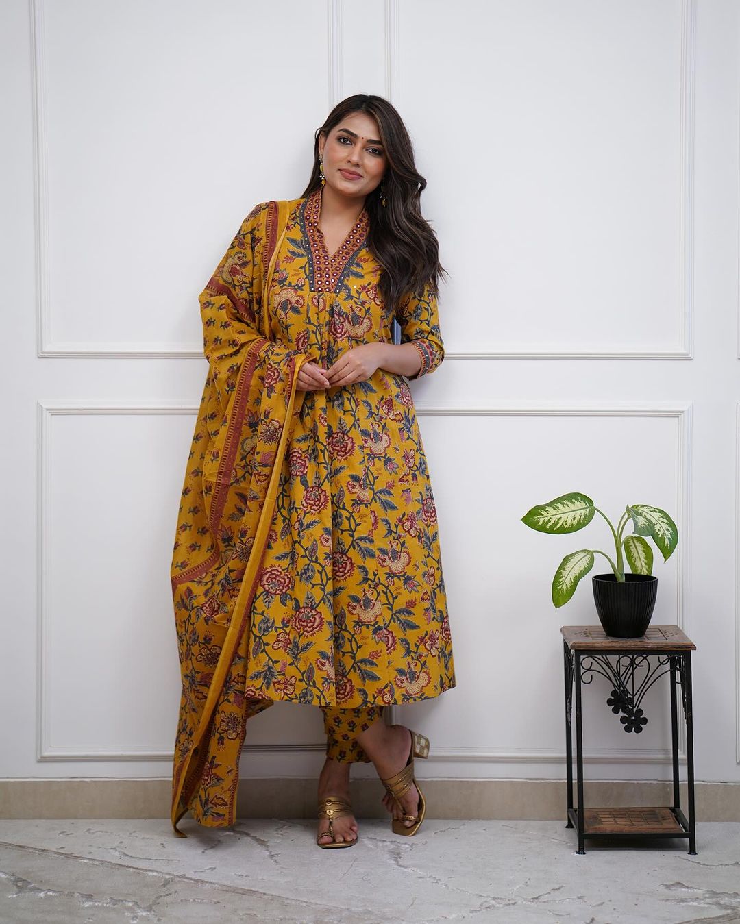 Mustered GRECIILOOKS Kurta Set with Dupatta for Women | Kurti Set for Women | Festive Kurta Set for Women | Regular Fit Kurta