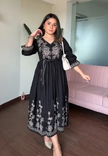 Midi Style Embroidery kurta Set