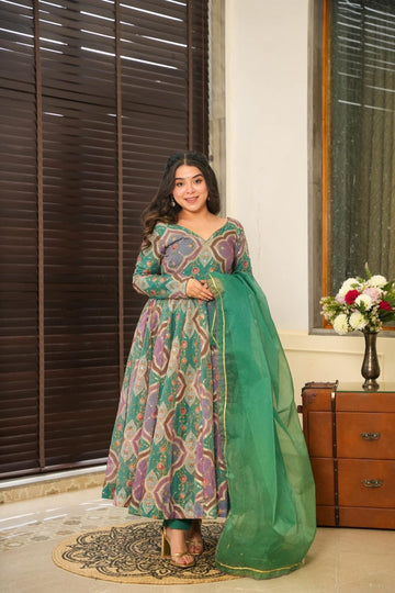Heavy Embroidered Organza Anarkali Suit Set