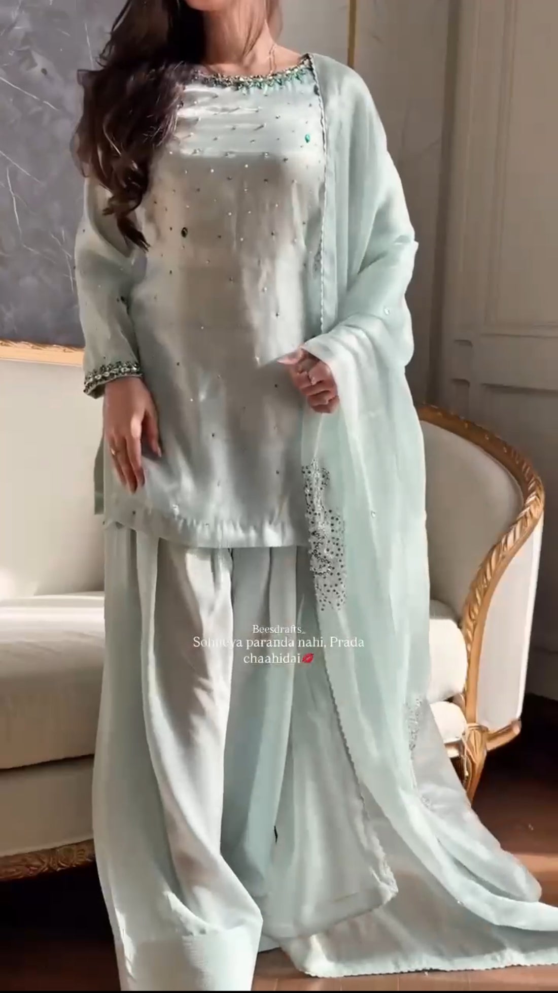 Pastel green Farsi suit