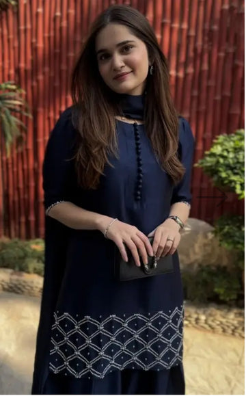Farsi salwar Blue Roman Silk Kurta Dupatta Set