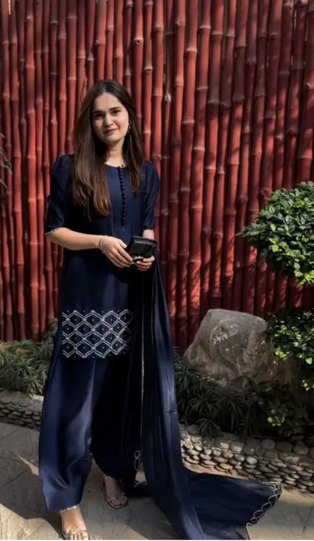 Farsi salwar Blue Roman Silk Kurta Dupatta Set
