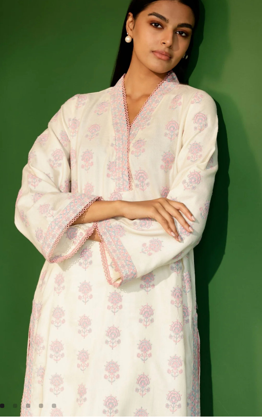 Printed Wool Harlow Off White Kurta Set