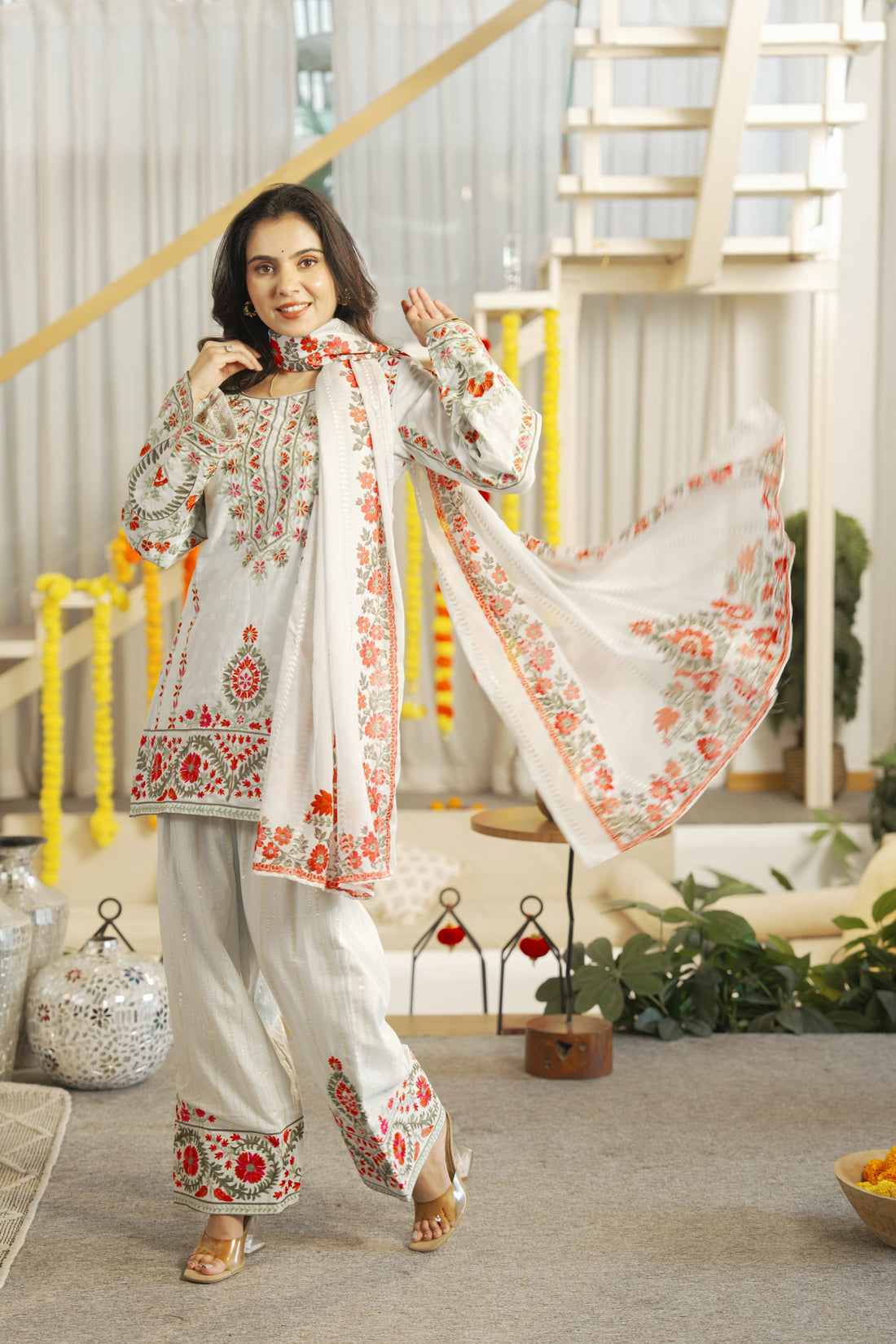 Noorani Floral Cotton Farshi Suit