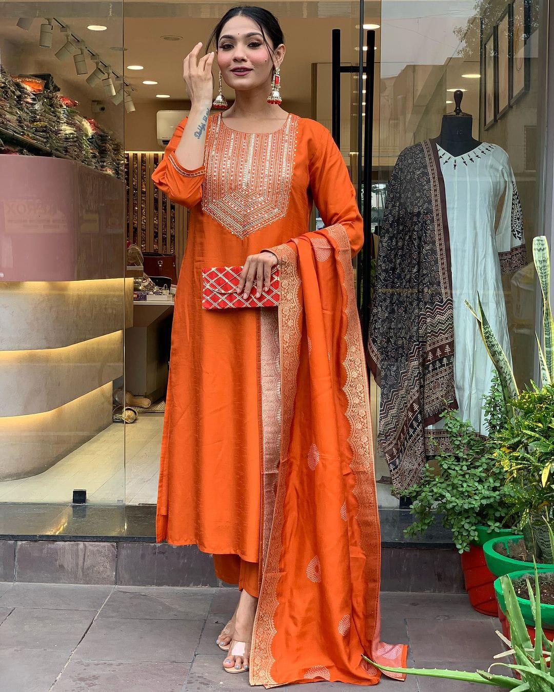 Orange Njf Duppta set