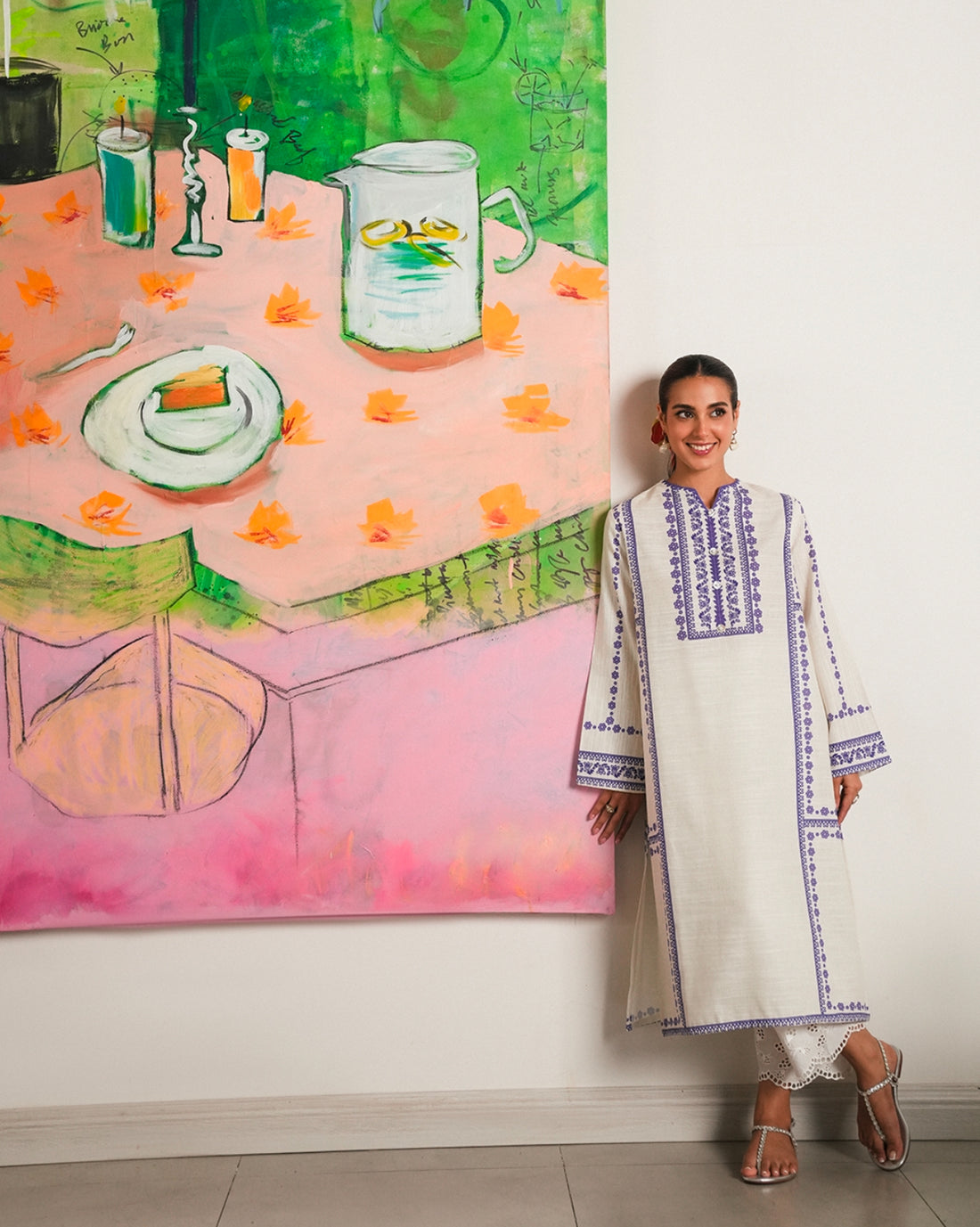 Pakistani placement white suit